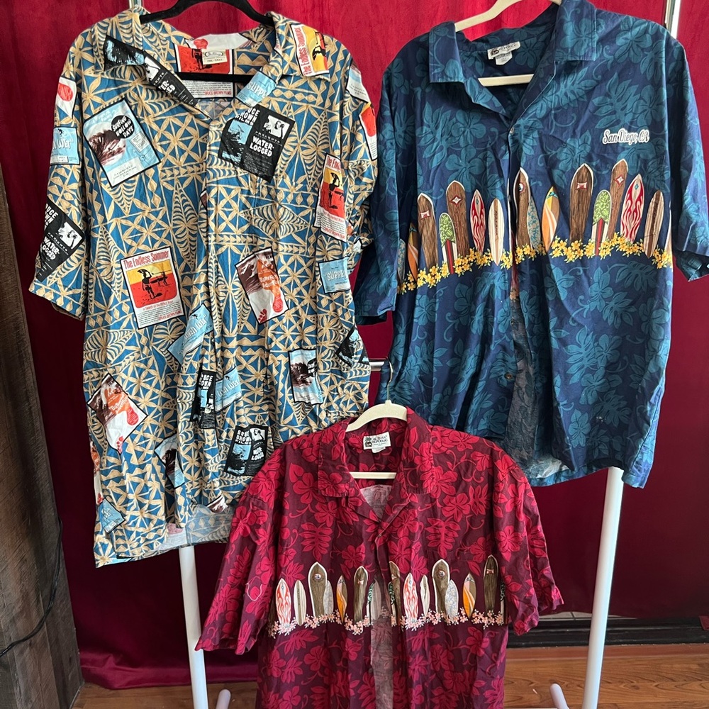 Mens 2x Surfboard Print Hawaiian Shirt Set